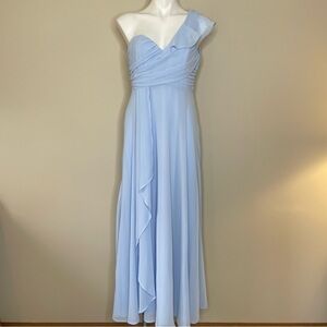 Special Occasion Shein Belle One Shoulder Ruffle Trim Dress Blue